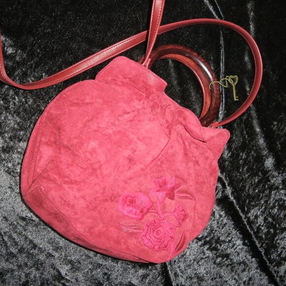 Forever Fossil Vintage Purse Key Wooden Boho beaded floral embroidery Crossbody - Picture 3 of 15